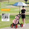 4 Wheel Golf Trolley Lightweight Folding Golfs Push Pull Cart with Umbrella