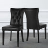 2/4 PCS Black Faux Leather Dining Chairs Set Curved High Back Button Padded Seat