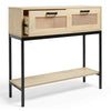 VonHaus Rattan Console Table w/ 2 Storage Drawers & Shelf | Entryway Hall Table