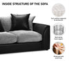 Jumbo Cord Sofa Suite Set 3+2 Seater Couch Grey & Black With Cushions