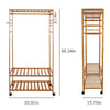 Bamboo Clothes Rail Garment Storage Coat Hat Hanging Shelf Rolling Trolley Stand