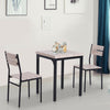 3 Pcs Compact Dining Table 2 Chairs Set Wooden Metal Legs Kitchen