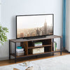 Brown Wooden TV Cabinet Metal Leg with Compartment Shelf Unit Industrial Style