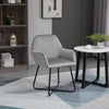 Modern Accent Chair Velvet-Feel Upholstered Lounge Armchair Grey