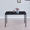 2x Black Faux Leather Dining Bench with Black Marble MDF Top Dining Table Set
