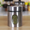 4Pc Stainless Steel Canister Set Tea Coffee Sugar Jars With Clear Window Storage