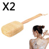 2×NATURAL LOOFAH WOODEN BATH SHOWER LONG HANDLE BACK BRUSH EXFOLIATE SKIN SCRUB