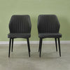Set of 2 Faux Leather Dining Chairs PU Padded Metal Leg Restaurant Accent Chair