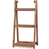 3-Tier Folding Garden Plant Stand Multifunctional Wooden Flower Display Shelves