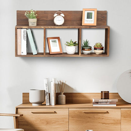 Rustic Wooden Cube Floating Shelves Open Square Bookcase Wall Shelf Organizer