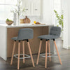 2 Pcs PU Leather Bar Stools Breakfast Stool Kitchen Pub Chairs Seat Grey