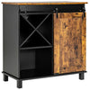 Industrial Storage Cabinet Freestanding Buffet Cabinet W/ Wine Rack Sliding Door