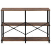 3-Tier Console Table Wodd Sofa Table Steel Frame Industrial Storage Shelf Brown