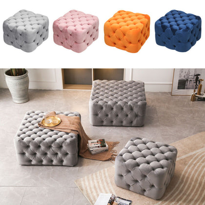 Large Chesterfield Deep Button Velvet Footstool Coffee Table Display Pouffe Seat