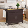 Rolling Kitchen Island w/ 2 Drawers Storage Trolley Utility Cart w/ Towel Rack