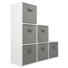 White 3 Tier 6 Cube Storage Bookcase Shelf Display Unit Grey Fabric Shelving Box