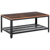 2-Tier Wooden Coffee Table Retro Industrial Style Side Desk Living Room