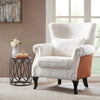 Shaggy Fluffy Upholstered Armchair Suede Patchwork Wing Back Chair Fireside Sofa