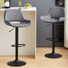 2 x Grey/Brown Bar Stools Swivel Padded Seats High Chairs Technology Cloth