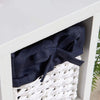 Storage Drawers White 3 Willow Baskets Navy Linen Bow Lining Home Furniture Unit