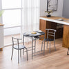 3Pcs Modern Breakfast Bar Dining Table and 2 Chairs Set Metal Frame Kitchen