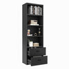 6-Tier Modern Bookshelf 188 cm Tall Bookcase w/ 4 Open Shelves and 2 Drawers