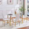 4pcs White Faux Leather Dining Chairs Golden Footrest Legs Kitchen Dining Room