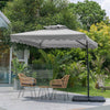 Garden Parasol Banana Cantilever Umbrella Crank Sun Shade Patio Outdoor W/ Base