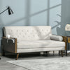 3-Seater Sofa Bed Click-Clack Button-Tufted Settee Recliner Couch Beige
