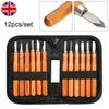 12Pcs/set Wood Carving Hand Chisel Tools For Carpenters Woodworking With Bag UK