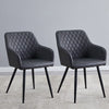 Set of 2 Dining Chairs Velvet Faux Leather Seat Modern Kitchen Chairs