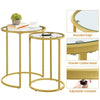 Round Nesting Table with Metal Frame, End Side Table w/ Tempered Glass Top, Gold