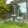 3PCS Garden Table Chairs Patio Tempered Glass Round Table Folding Chairs Outdoor