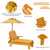 Kids Outdoor Chaise Lounge Chair Children Portable Cushioned Lounger W/ Umbrella