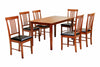 Dining Kitchen Table Set Wooden Table Mahogany Finish Six Chairs Black Seat