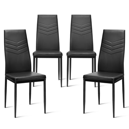 4PCS High Back Dining Chair Kitchen PVC Leather Chair Modern Armless Side Chair