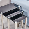 Square Nest of 3 Tables Glass Nested Side End Tables Set Black Clear Modern Home