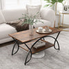 Modern Coffee Table 2-Tier Faux Marble Accent Table Snack End Table Living Room