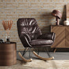 Occasional Rocking Armchair Distressed Leather Padded Relaxing Chair Tuft Back