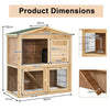 2 Floors Wood Chicken Coop Large Bunny Rabbit Cage Indoor Outdoor Pet House Ramp