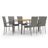 7 Piece Garden Dining Set Poly Rattan Grey Y8L6