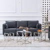 Nest of 3 Coffee Table Sofa Side End Table Tempered glass Stainless Steel Legs