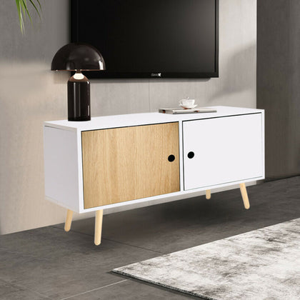 TV Stand Wood Media Entertainment Cabinet Cupboard 2 Door Sideboard Living Room