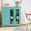 2-door Buffet Sideboard Modern Pantry Cupboard Tempered Glass Cabinet 4 Drawers