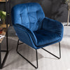 Industrial Style Velvet Armchair Leather Single Sofa Metal Frame Cushioned Chair