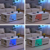 LED Extending Coffee Table With 4 Drawers 4 Shelf Living Room Modern Wood
