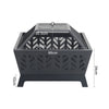 Square Fire Pit Outdoor Garden Log Burner Fire Bowl Steel Camping BBQ Brazier
