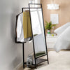 Clothes Hanging Rail Rack Full Length Mirror Standing Hat/Shoes Storage Stand