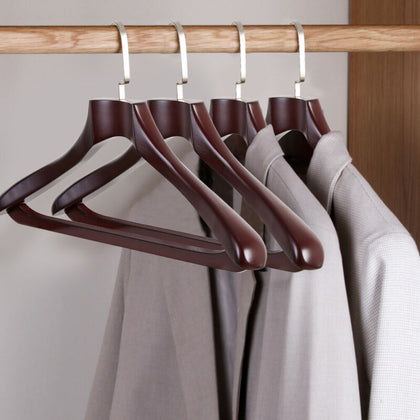 5PCS Wooden Wide Shoulder Clothes Hangers Coat Jackets Pant Suit Trouser Rack