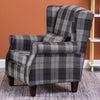 Fabric Padded Armchair High Wingback Occasional Accent Studded Chair Single Sofa
